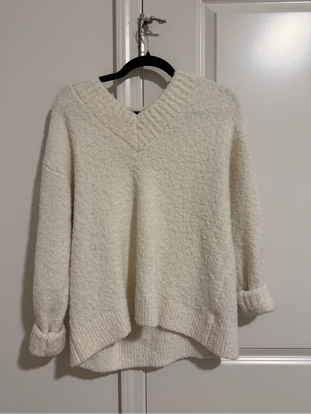 Super Cozy Aerie Cream V-Neck Women's Sweater